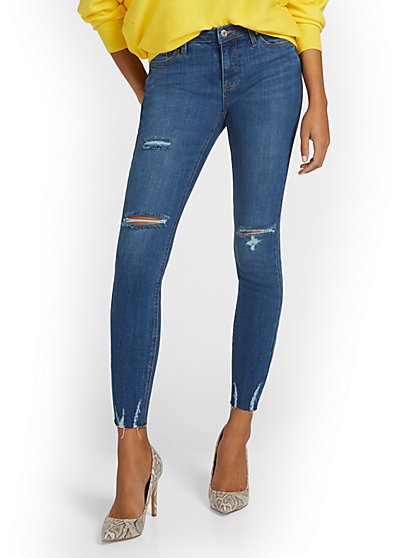 Lexi Mid-Rise Super-Skinny Ankle Jeans - Dark Blue Wash - New York & Company