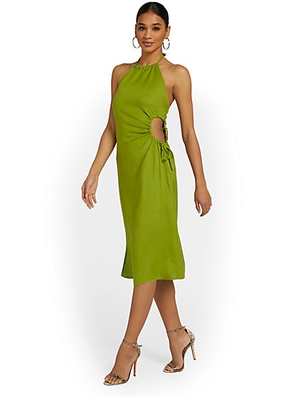 Linen-Blend Cut-Out Dress - Crescent - New York & Company