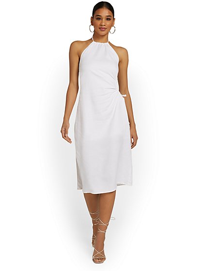 Linen-Blend Cut-Out Dress - Crescent - New York & Company