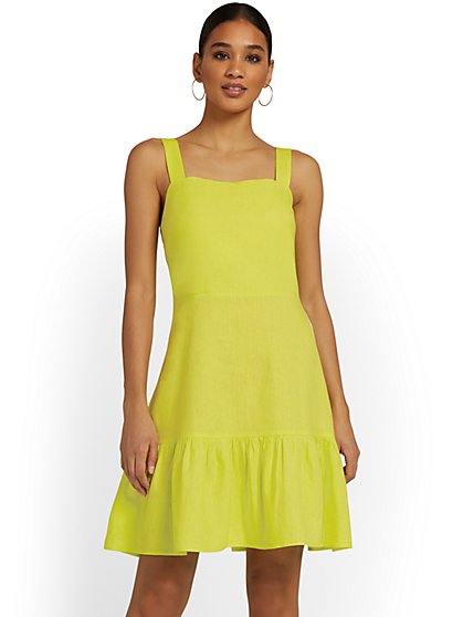Linen-Blend Flare Dress - New York & Company
