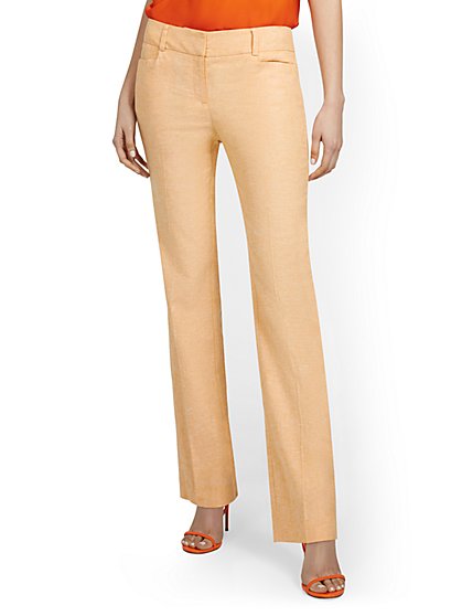 Linen-Blend Mid-Rise Straight-Leg Pant - New York & Company