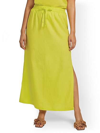 Linen-Blend Tie-Waist Maxi Skirt - New York & Company