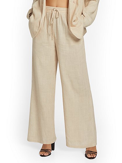 Linen Drawstring Wide-Leg Pant - Lumiere - New York & Company