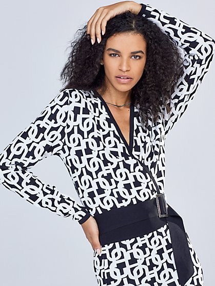 Logo-Print Wrap Sweater - Gabrielle Union Collection - New York & Company