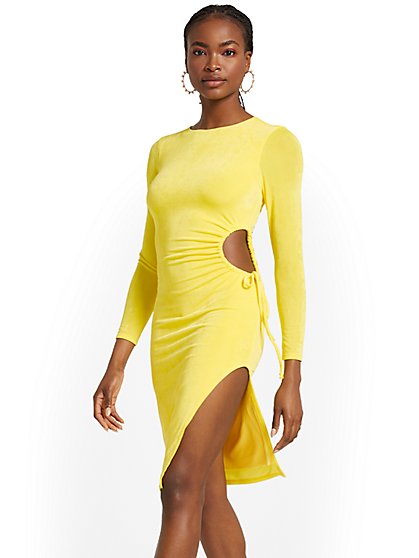 Long-Sleeve Cut-Out Side Dress - New York & Company