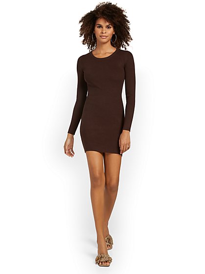 Long-Sleeve Open-Back Mini Dress - Crescent - New York & Company