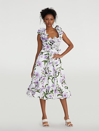 Macie Floral-Print Ruffle Dress - Gabrielle Union Collection - New York & Company