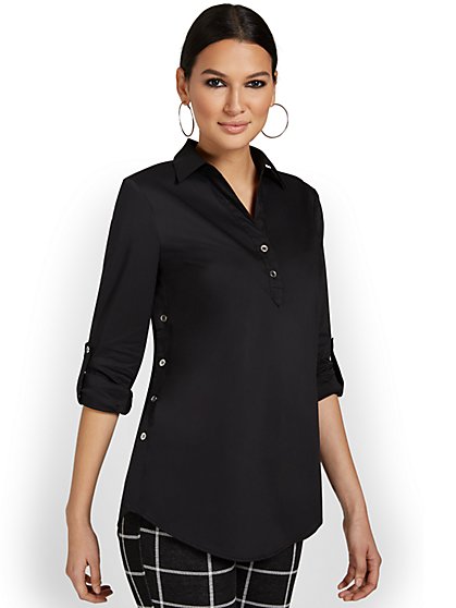 Madison Button-Detail Tunic Top - New York & Company