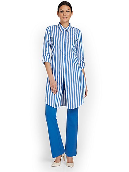 Madison Button-Down Long Tunic Shirt - Stripe - New York & Company