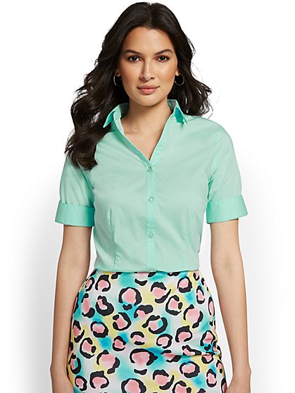 Madison Short-Sleeve Button-Front Shirt - New York & Company