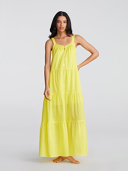 Maira Tiered Button-Front Maxi Dress - Gabrielle Union Collection - New York & Company