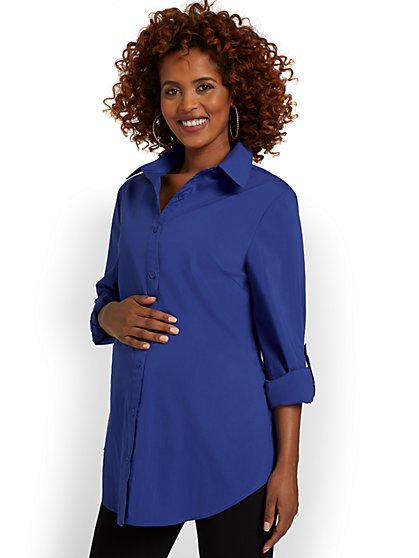 Women's Maternity Button Front Shirt with Tie Back Size Large XLarge 3/4 Sleeve