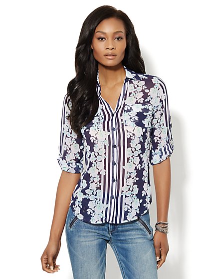 Mercer Soft Shirt - Stripe & Floral Print