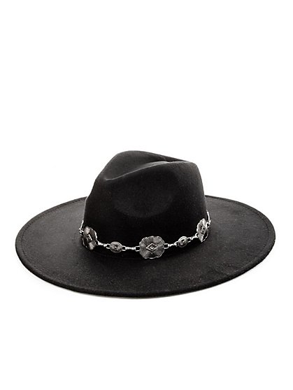 Metal-Band Western Panama Hat - Fame Accessories - New York & Company