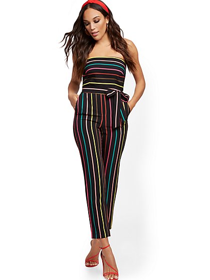 strapless jumpsuit striped