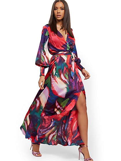 Ny C Multicolor Wrap Maxi Dress