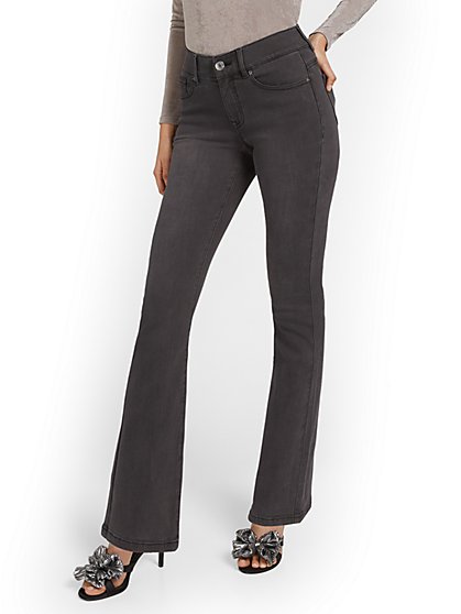 Mya Curvy High-Waisted Barely Bootcut Jeans - Grey - New York & Company