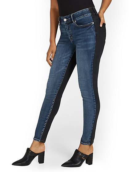 Mya Curvy High-Waisted Super-Skinny Jeans - Colorblock - New York & Company