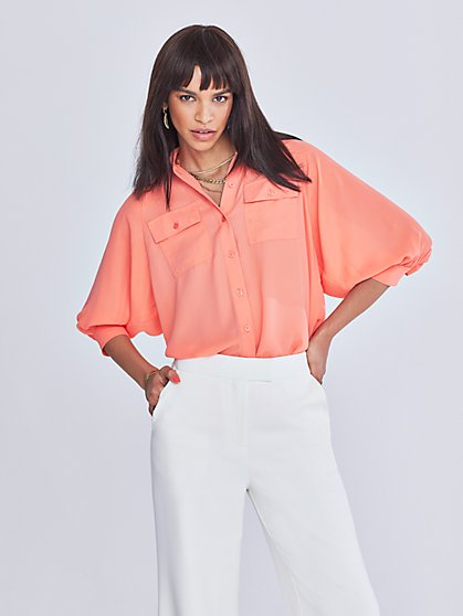 Mymi Two-Pocket Button-Down Dolman Top - Gabrielle Union Collection - New York & Company