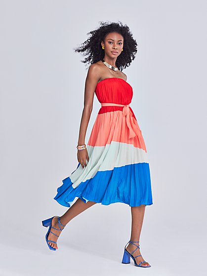 Nichelle Pleated Strapless Midi Dress - Gabrielle Union Collection - New York & Company