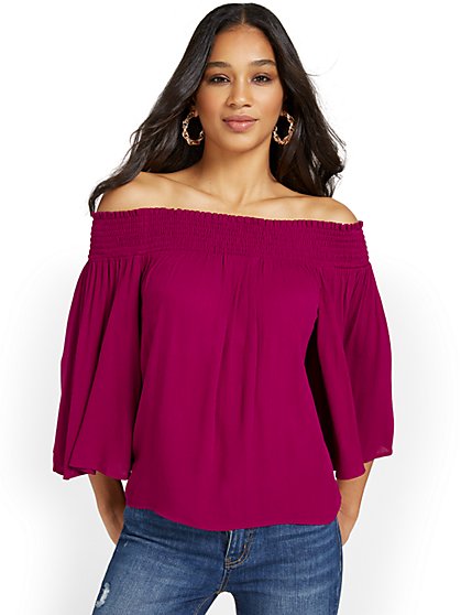 Off-The-Shoulder Bell-Sleeve Blouse - New York & Company