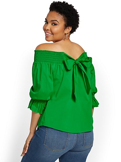 Off-The-Shoulder Bow-Back Top - New York & Company