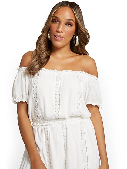Off-The-Shoulder Crochet-Detail Top - New York & Company