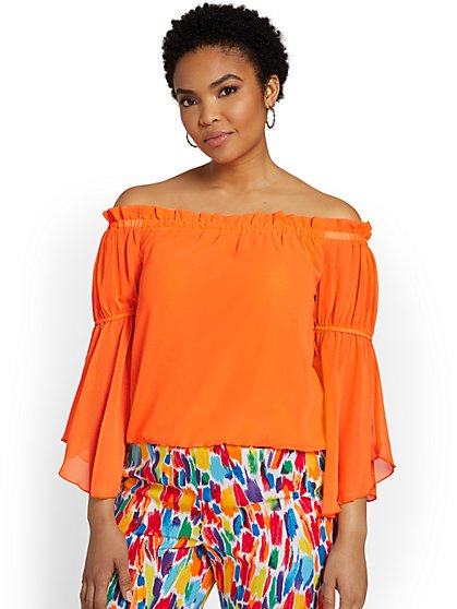 Off-The-Shoulder Draped Top - New York & Company