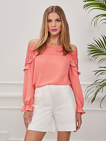 Off-The-Shoulder Eyelet Top - New York & Company