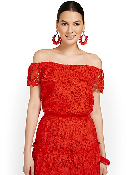 Off-The-Shoulder Lace Top - New York & Company