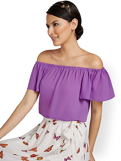 Off-The-Shoulder Ruffle Blouse - New York & Company