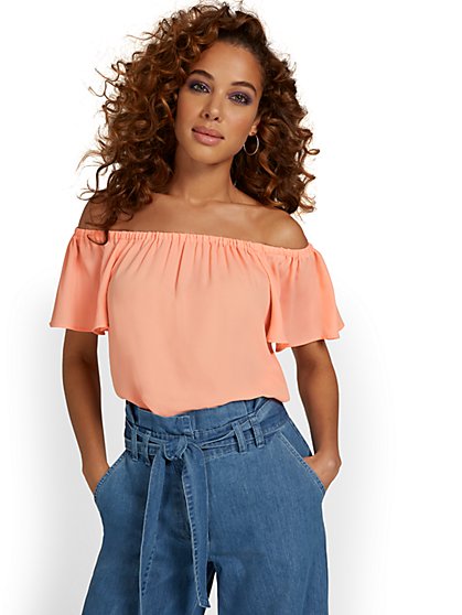 Off-The-Shoulder Ruffle Blouse - New York & Company