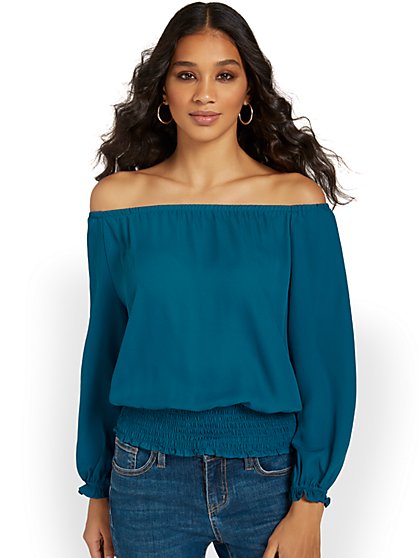 Off-The-Shoulder Smock Top - New York & Company