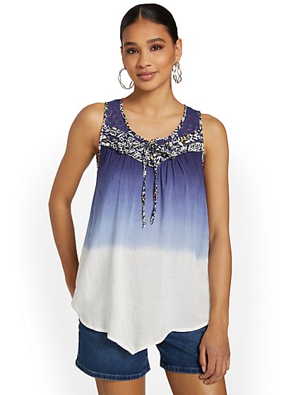 Ombre Tie-Front Sleeveless Top - New York & Company