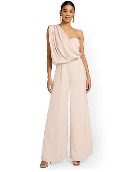 One-Shoulder Draped Jumpsuit - Do+Be - New York & Company