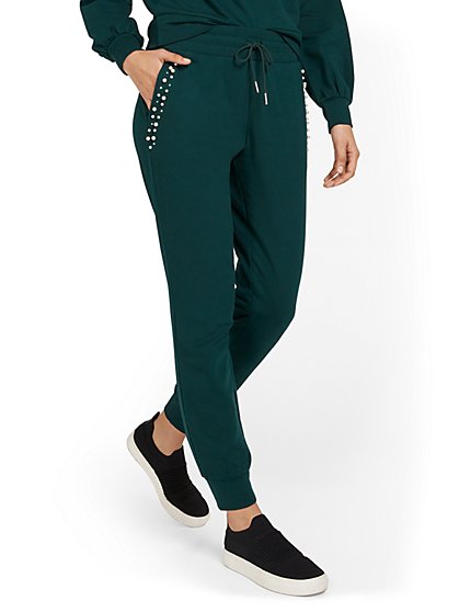 Pearl-Embellished Jogger Pant - New York & Company