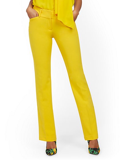 yellow bootcut jeans