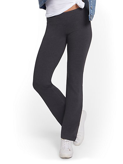 Petite High-Waisted Bootcut Yoga Pant - Heather Grey - New York & Company