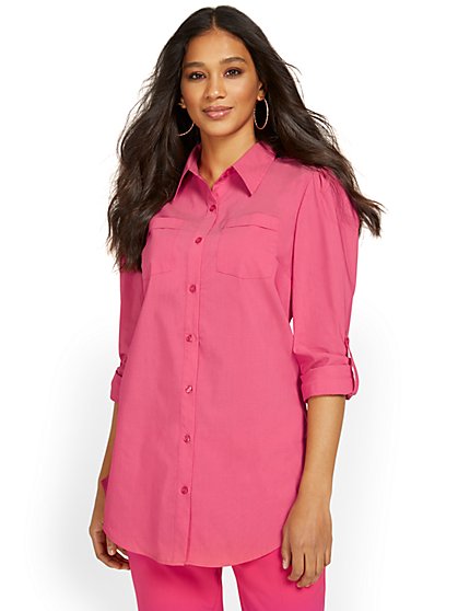 Petite Puff-Sleeve Madison Tunic Shirt - New York & Company
