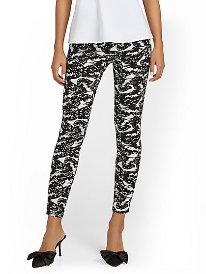 Petite Whitney High-Waisted Pull-On Slim-Leg Pant - Butterfly-Print - New York & Company