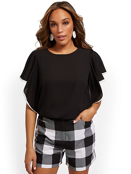 Piped Dolman-Sleeve Blouse - New York & Company