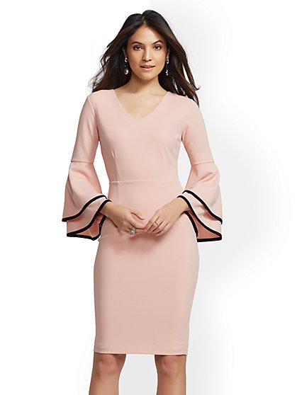 Dresses For Women New York Company Piped Flounce Cuff Sheath Dress New York Company