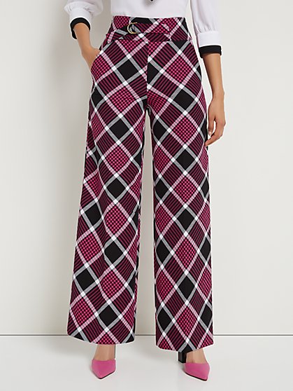 Plaid Belted Wide-Leg Pant - New York & Company