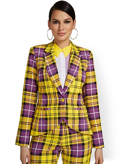 Plaid Single-Button Jacket - New York & Company