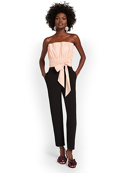 Pleated Bow-Front Jumpsuit - New York & Company