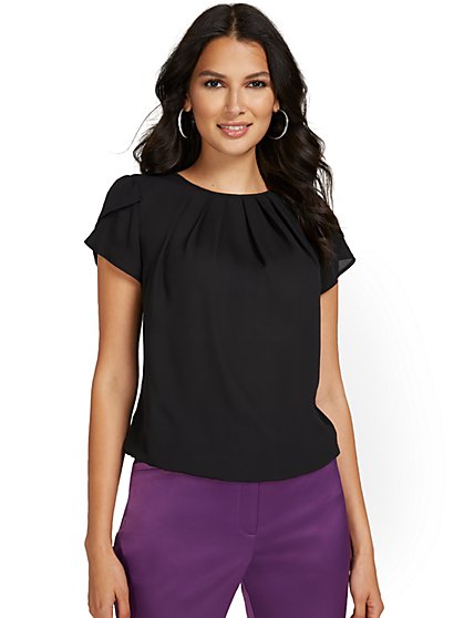 Pleated-Neck Blouse - New York & Company