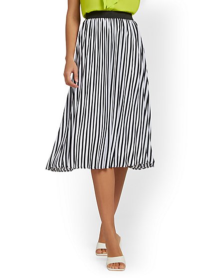 Pleated Stripe Midi Skirt - New York & Company