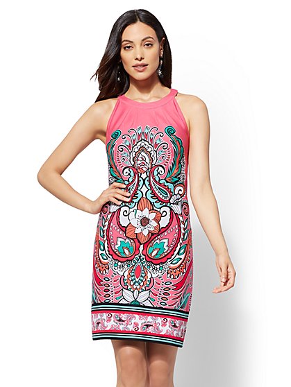 fashion halter printed shift dress