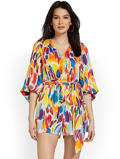 Printed Belted Romper - New York & Company
