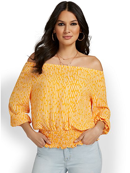 Printed Off-The-Shoulder Top - New York & Company